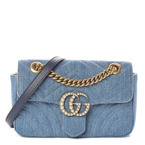 gucci jeans bag|Gucci denim marmont bag.